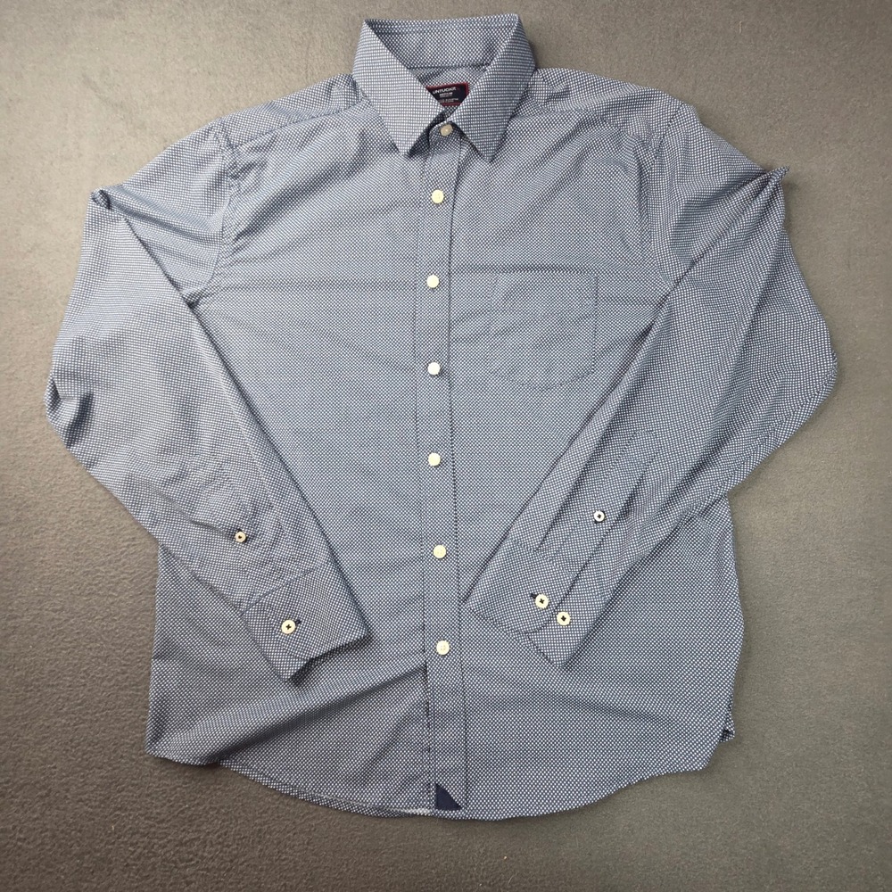 UNTUCKit Benny Regular Fit Shirt Mens Medium Blue Micro Print Stretch 41624